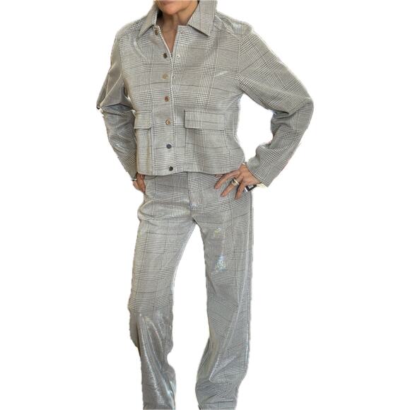 NWT Noli SET Siver Plaid Jacket & Pants. - Picture 13 of 16